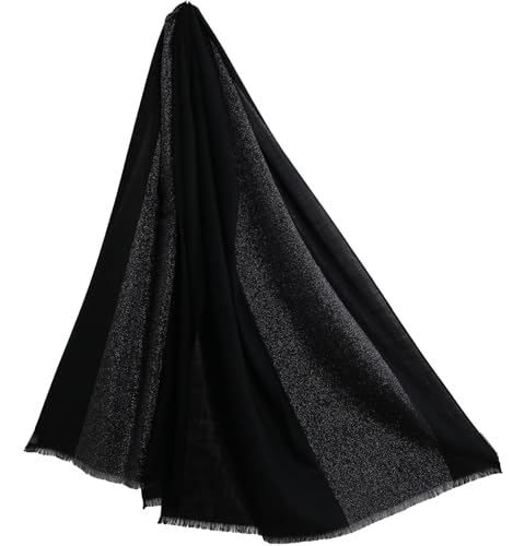 [Filomo] ストール レディース 大判 薄手 シルク タッチ シルケット ラメ 入り 冷房対策 (ブラック)