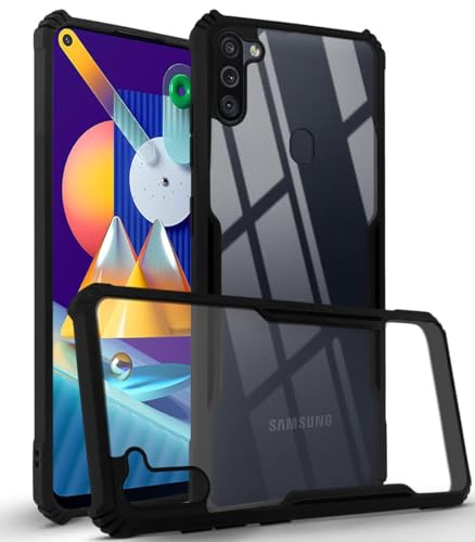 Image of Jkobi Back Cover Case for Samsung Galaxy M11 (Shockproof Polycarbonate Clear Panel | Professional Black)