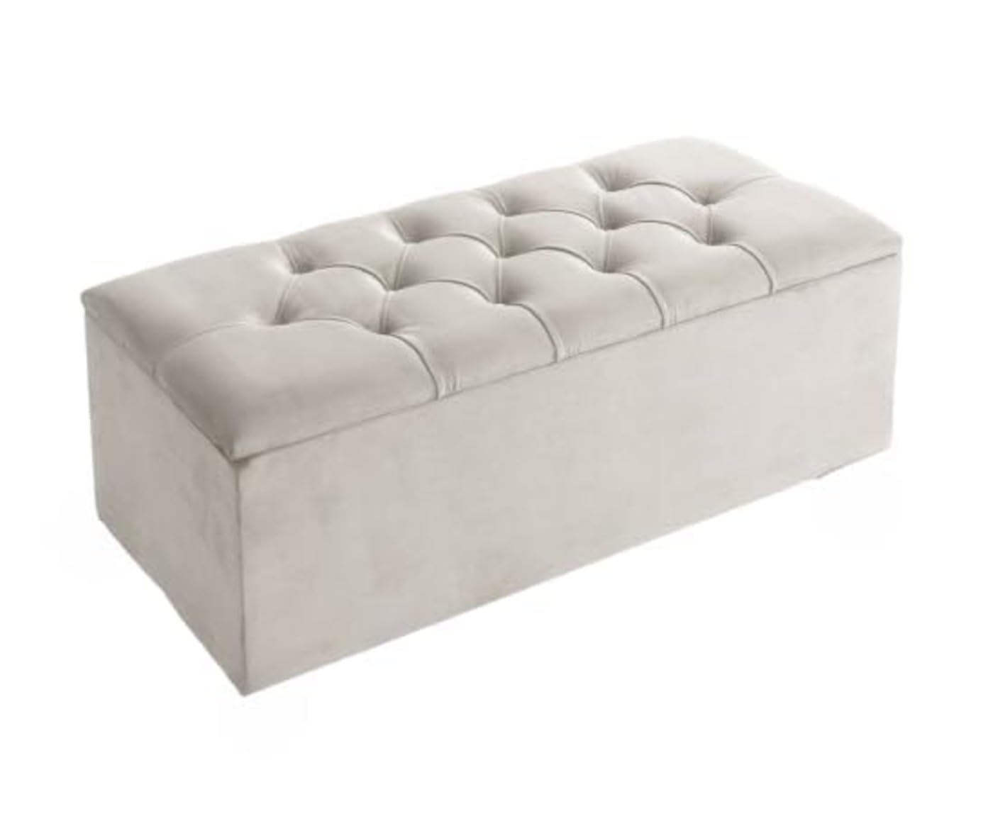 luxisleepltd Atn Tufted Ottoman Bench, Decorative Upholstered Tufted Ottoman Bench for Living Room, Bedroom, Dining Room, Entryway,Buttons (Silver, Medium)