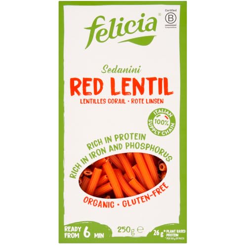 Felicia Gluten Free Organic Red Lentil Sedanini Pasta 250 G