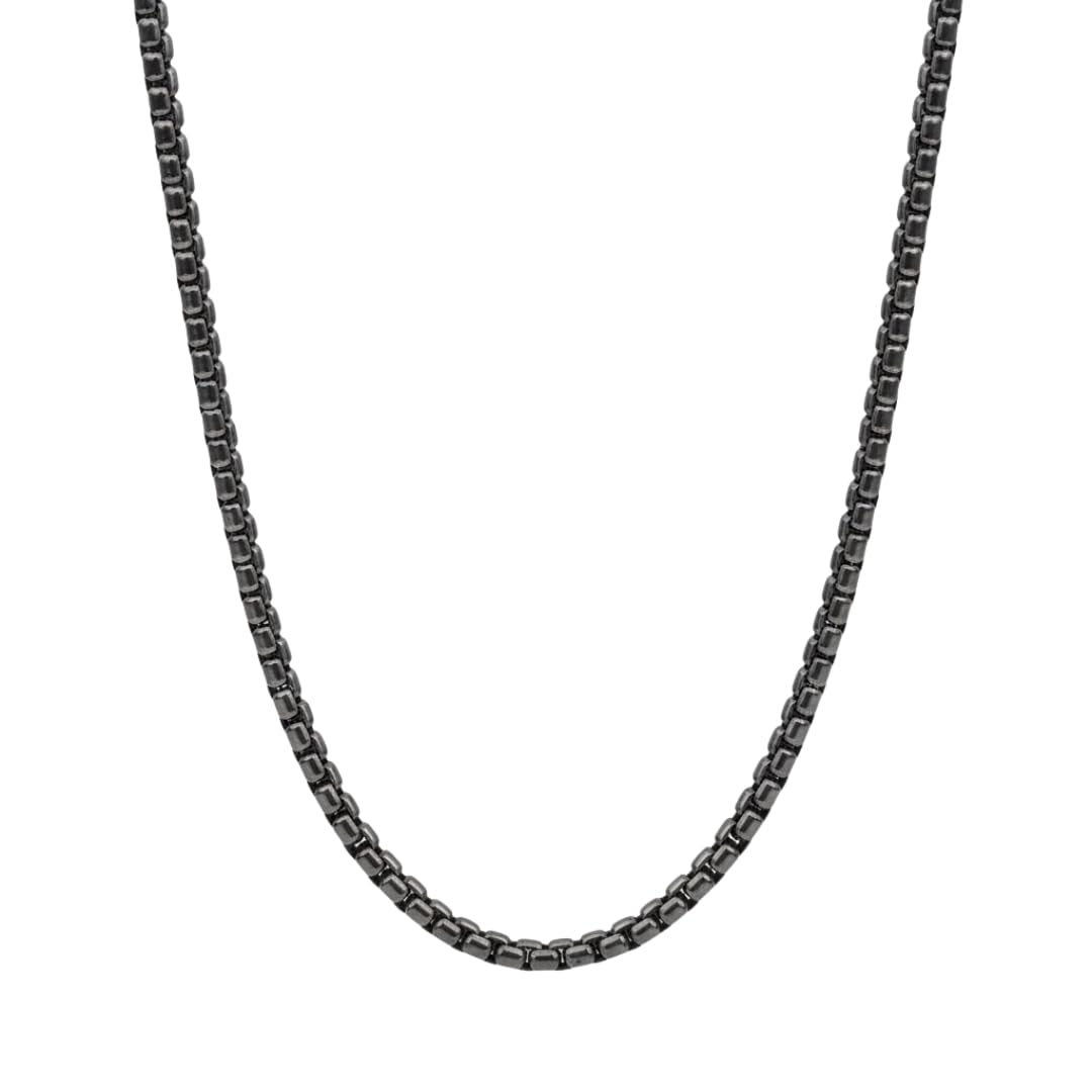the men thing BLACK ROUND BOX - 3mm Chain Stainless Steel 24 inch Necklace for Men & Boys-picture-7