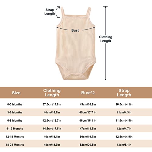 Opawo Sleeveless Onsies For Baby Girls' Bodysuits 3Pc Newborn Ribbed Spaghetti Strap Summer Baby Undershirt 6-9 Months thumb #5