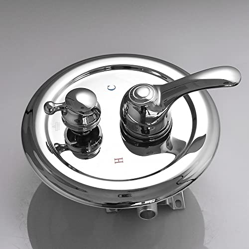 Whshower 3-Function Shower Diverter Valve Concealed Brass Pressure Balance Rough-In Valve Trim Kit Polished Chrome #TOP2