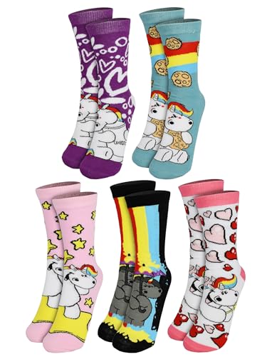 Pummel & Friends Pummeleinhorn Socken für Damen - Frauen Sneaker Strümpfe 38-43 (5er Pack)