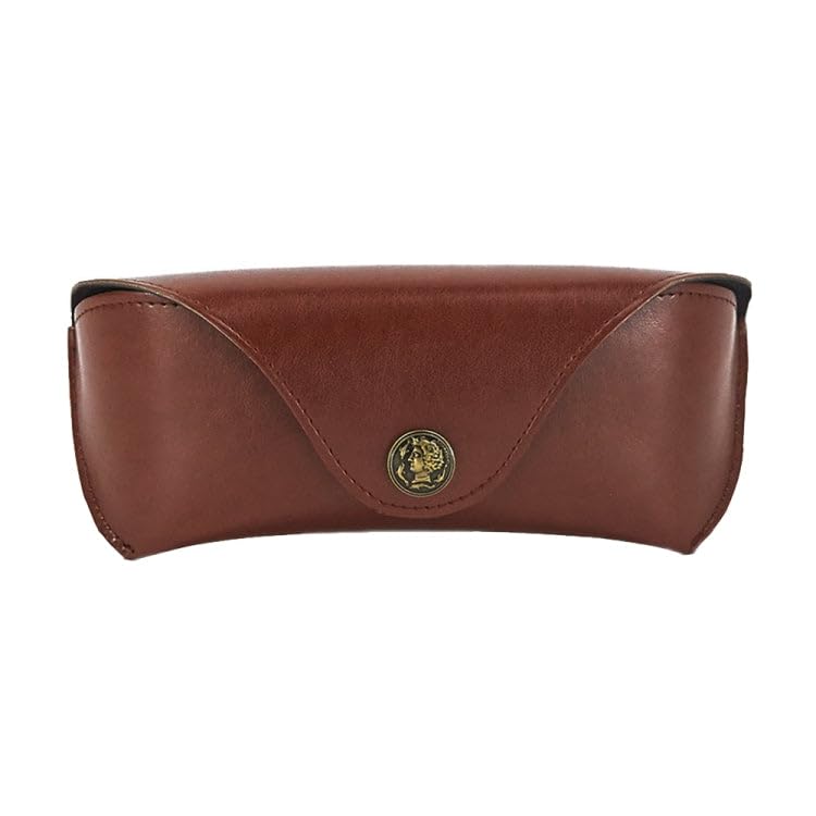 elbme® e5521 simple retro pu soft leather glasses storage box | pu brown