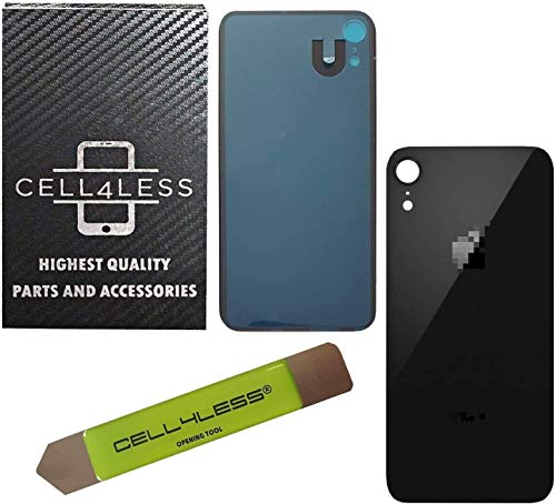 CELL4LESS Back Glass Replacement Compatible w/The iPhone XR Including Wide Camera Hole, Adhesive & Removal Tool (Black)