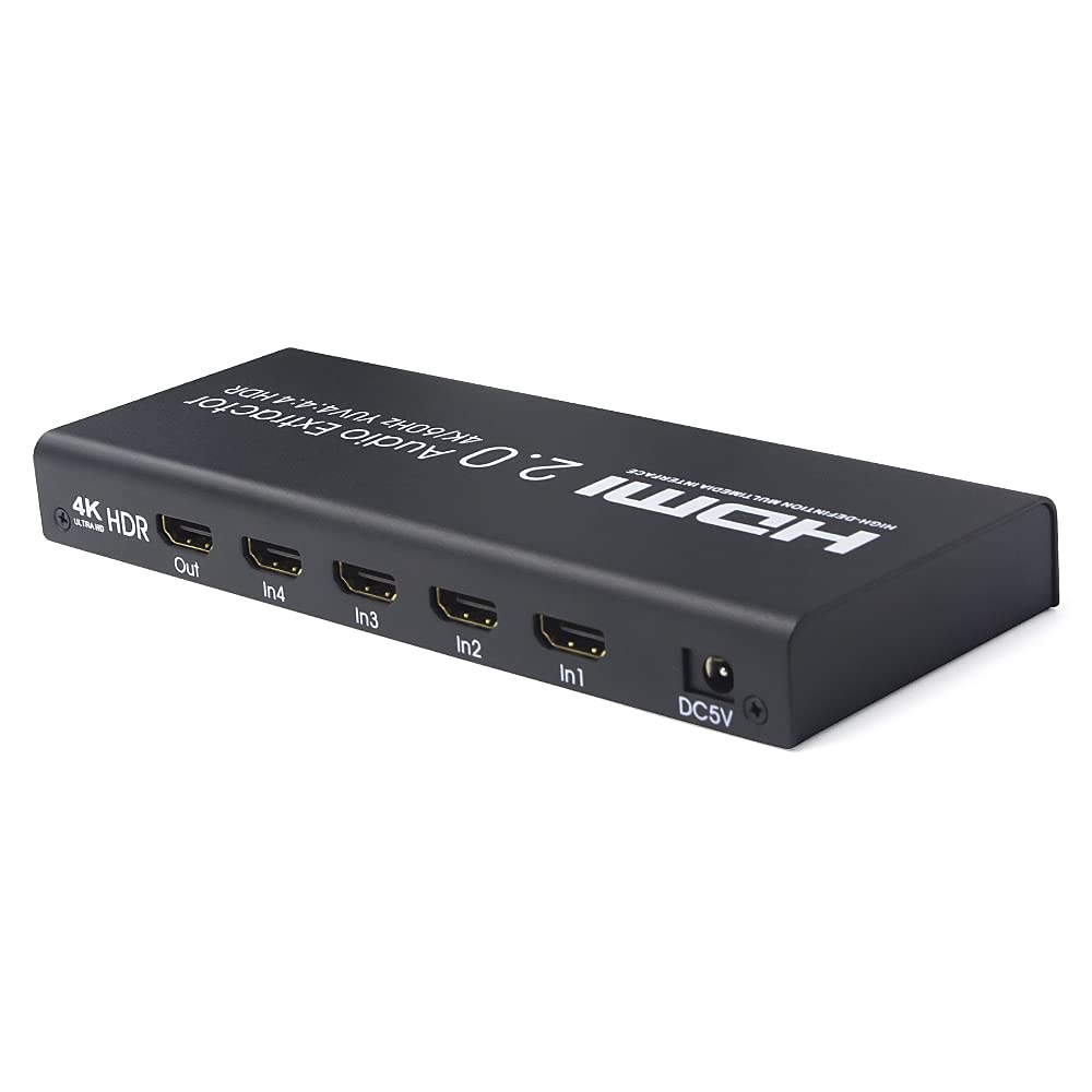 Extractor de Audio Digital 4K 60HZ HDMI 3,5 mm SPDIF Compatible con HDMI 2.0, YUV 4:4, 3D, HDCP 2.2, EDID, 600 MHz/18 Gbps, HD 1080P 4 en 1 Salida