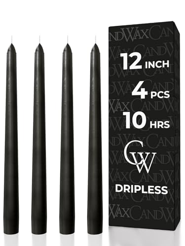 CANDWAX 12 inch Taper Black Candles (4-Pack)