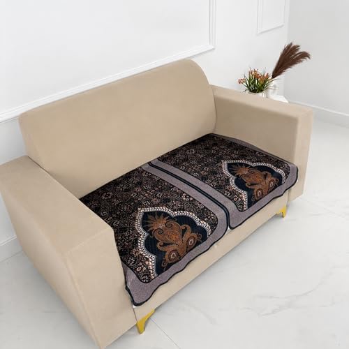 Image of Homerz Premium 'Maharaja Paradise Series' Sofa Cover | Net Fabric Sofa Cover | Washable, Anti-Dust Backed & Wrinkle Resistant Cover (Sheesh Mahal, 2 Seater, Only Seat Cover)