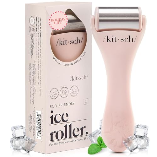 Kitsch Ice Roller for Face – Stainless Steel Face Ice Roller to Reduce Puffiness, Redness & Headaches – Cooling Facial Roller for Skin Care, Irritation Relief & Spa-Like Experience at Home – Pink