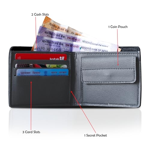 Image of Innovative Gifts Men's Personalized Wallet I Stylish Vegan Leather Slim Purse with Name & Charm I Customized Unique Gift for Birthday Anniversary Men Boy Love Husband Employees Clients (Grey)