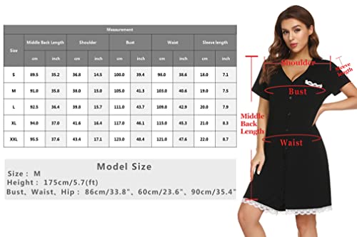 Uniexcosm-Maternity-Nursing-Nightdress-Womens-Short-Sleeve-Nightwear-Soft-Button-Down-Nightgown-Stripe-Sleepwear-Maternity-Pyjamas-Nightshirt