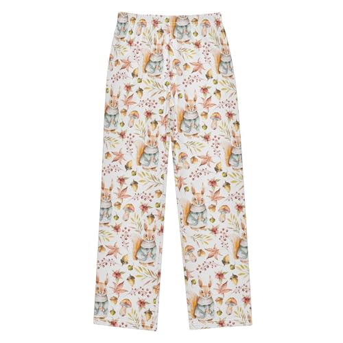 ZZXXB Lovely Squirrel and Berry Boys Long Pants Soft Trousers Elastic Waist Kids Lounge Bottoms with Pockets S-XL