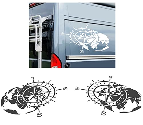 Grand autocollant boussole voiture sticker de carrosserie Silhouette 70 x 40 cm