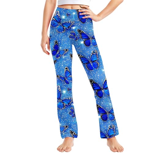 Toddler Girls Floral Printed Straight Leg Yoga Pants Teens High Waisted Comfort Activewear Leggings for Kids 2-13 Years2
