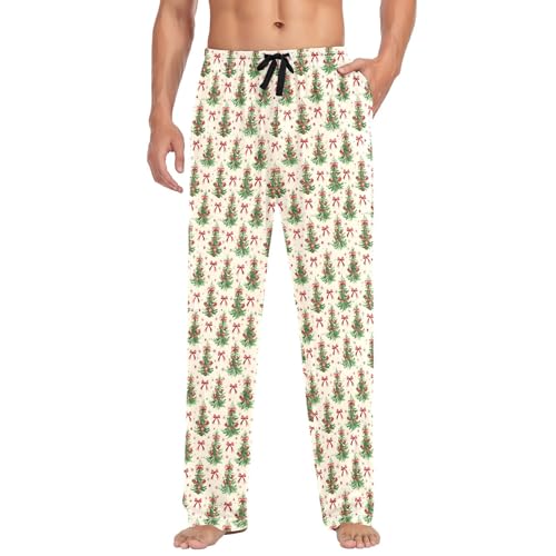 Mens Cotton Pajama Pants Sleep Lounge Pj Bottoms Sleepwear with Pockets Drawstring S Tree Butterfly