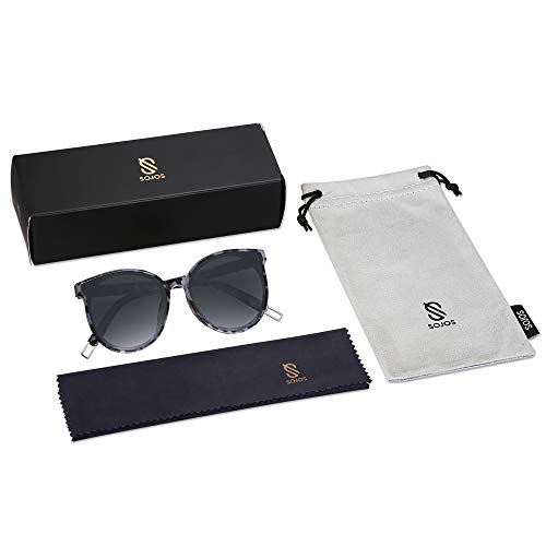 SOJOS Fashion Round Sunglasses for Women Men Oversized Vintage Shades SJ2057