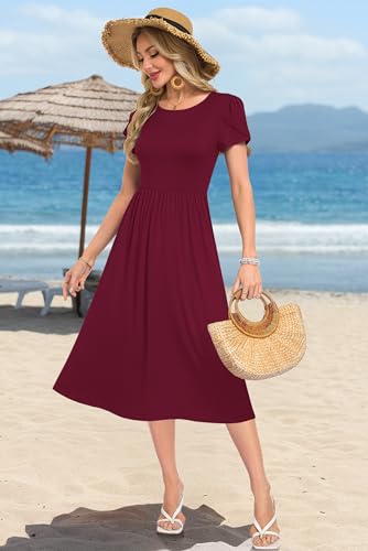 Femmes robes d'été de midi MOLERANI robe chic décontractée bordeaux taille L