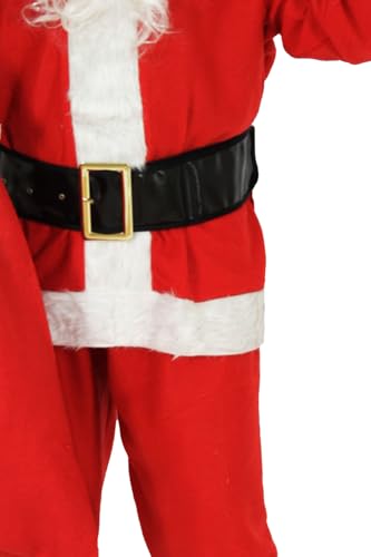 Foxxeo 9-teiliges Weihnachtsmann Nikolauskostüm Kostüm für Herren Mit - Mütze, Bart, Gürtel und Handschuhe, Gr.-L, Rot-Weiß