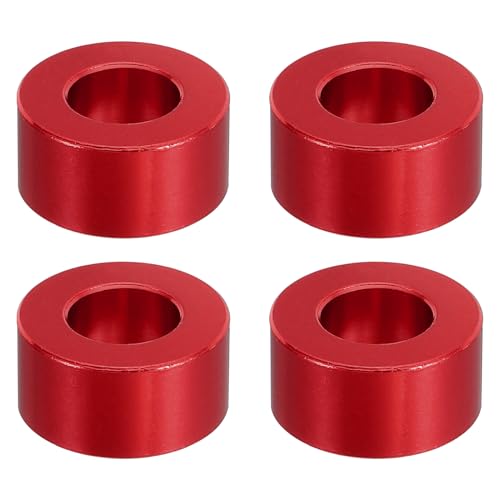 PATIKIL M10アルミニウムスペーサー 4個セット メタルスペーサーアルミニウム10.5mm ID x 20mm OD x 10mm L アルミニウムスペーサースクリュースタンドオフラウンド 2/5インチまたはM10スクリューボルト用 赤色