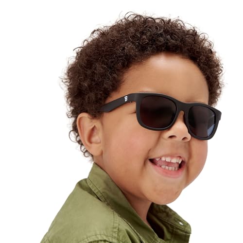 Image of Babiators Kids Sunglasses With UV400 Lens for 3-5 Years Kids, 100% UVA + UVB Sun Protection | Non-Breakable Flexible Rubber Frame, Shatter and Impact Resistant, BPA Free | The Navigators - Black