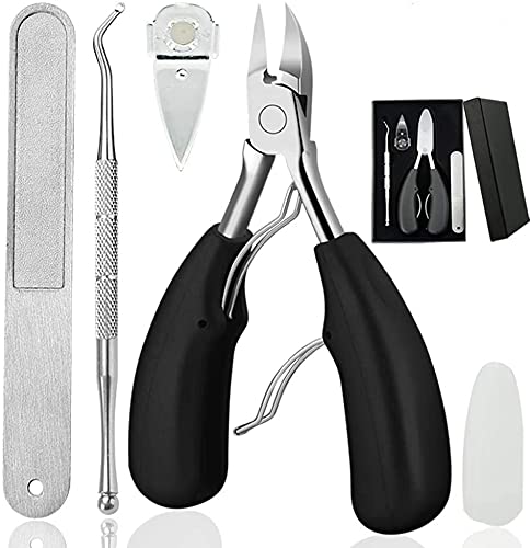 4PCS Toe Nail Clipper for Ingrown or Thick Toenails,Toenails Trimmer and Professional Podiatrist Toenail Nipper for Seniors with Surgical Stainless Steel Surper Sharp Blades Soft Grip Handle