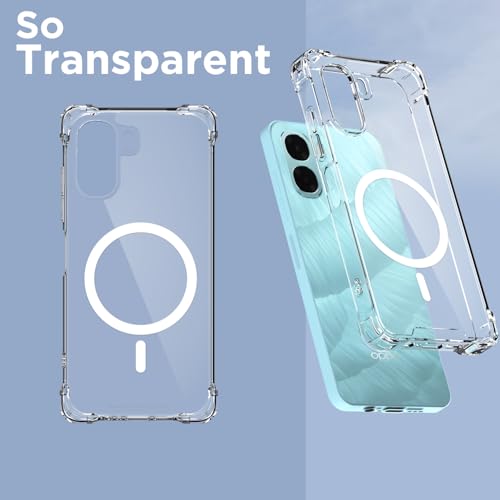 Image of Amazon Basics Back Cover for Oppo K14x 5G / Oppo A6x 5G / Oppo A6s Mag-Safe Shockproof PC + TPU Protective Case Magnetic Support Bumper Case (Transparent Mag-Safe)