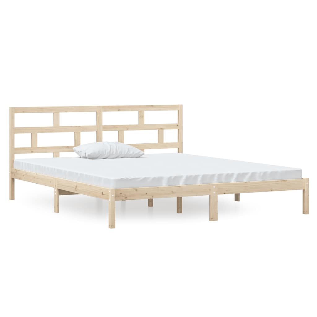 Lite drewno sosnowe z zagłówkiem klasyczny model brąz 135x190cm | Rama łóżka 135x190 cm lite drewno sosnowe z zagłówkiem solidne listwy