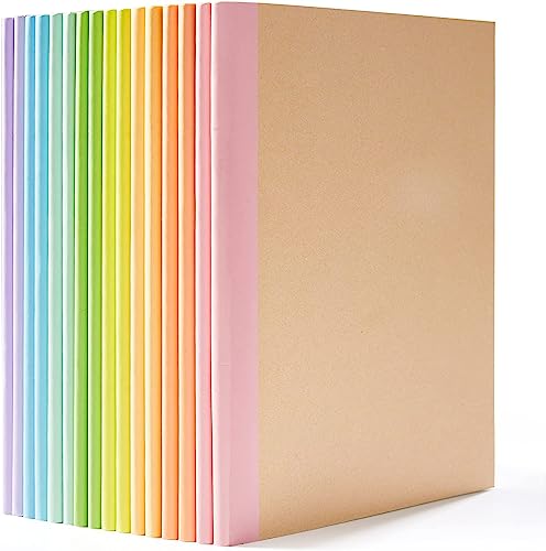 feela 16 Carnet de Notes A5 Couverture Kraft, Carnet Ligné de 60 Pages avec Dos Pastel 8 Couleurs, Journal à Couverture Kraft Souple A5, Cahier Kraft pour...