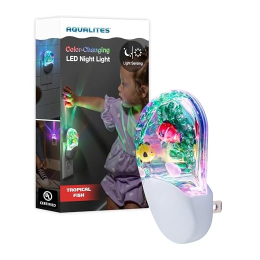 Lights By Night Tropical Aqualites LED Night, Plug-in, Color Changing, Light Sensing, Auto On/Off, for Kids, Under the sea, Fish, Bedroom, Bathroom, Playroom, 10908