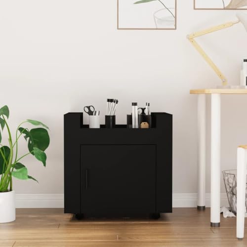 CFODOJ Trolleys-Home-Desk - Carrito de escritorio (60 x 45 x 60 cm, madera de ingeniería), color negro