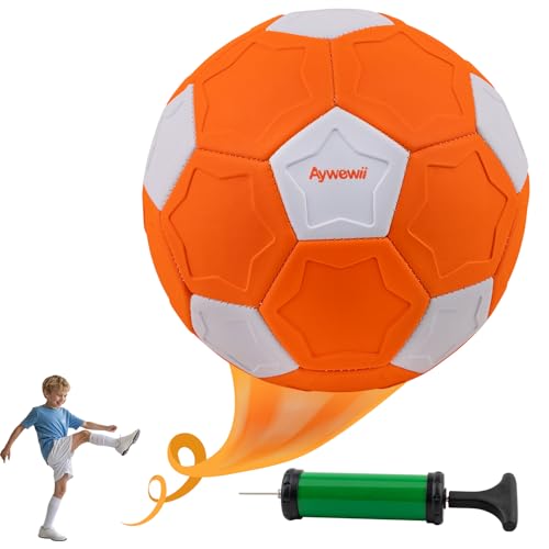 Outdoor Toys for Kids Size 4 Curve Soccer Ball for Ages 3-12 Soft Toddler Swerve Balls with Pump & Mesh Bag Outside Indoor Sport Toy for Boy Girl Gift Beginner Football for Yard Lawn Game Activity