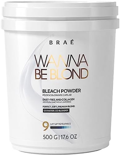 BLEACH POWDER B R A É 17.6 Oz Wanna Be Blond | Lift Up to 9 Levels | Collagen-Rich Formula & 10 Oils Mix | Conditioning Effect | Easy to Apply | Dust-Free | Releasecolorcharm Powder Hair Lightener
