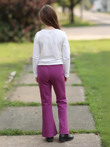 BIG ELEPHANT Girls Flare Pants with Side Pockets-School Uniform Bell Bottom Dress Pants, Size 6-15 Years3