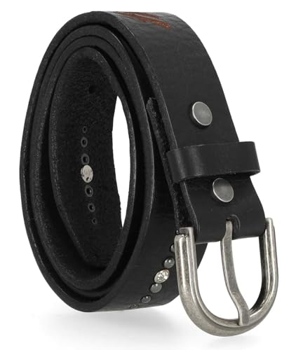 Harley-Davidson Women's Laser Etched Logo Bling Genuine Leather Belt - Black2