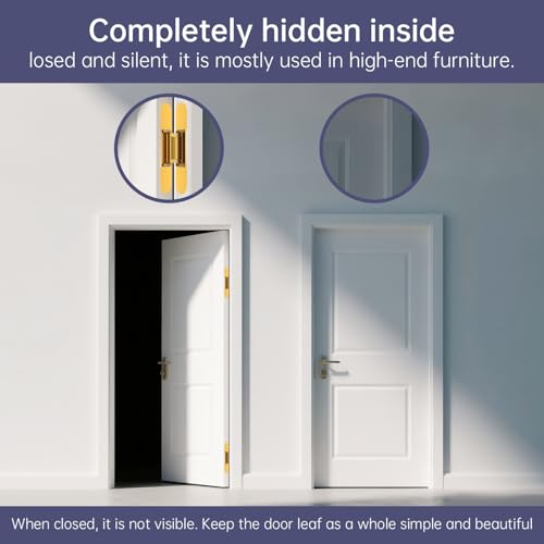 9.7" 2 pcs Hidden Hinges for Doors Invisible Hinge Concealed Hinges Zinc Alloy 180 Degree Swing Hinge 3 Way Adjustable Butt Silent Door Hinges 9.7 x 3.3 x 1inch (Gold 10 inches) by zeyuansen - Image 6