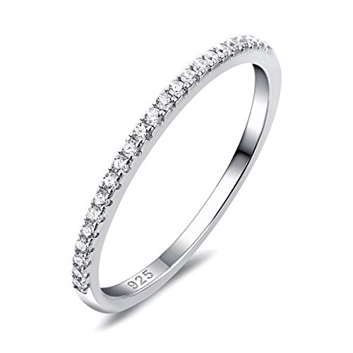 AHLOE JEWELRY Sterling Silver Wedding Bands for Women 14K Gold Plated Eternity Rings Stackable Band Cz Size 5