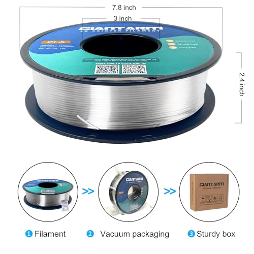 Image of PLA Filament 1.75mm, GIANTARM Classic PLA 3D Printer Filament 1kg Spool (Transparent)