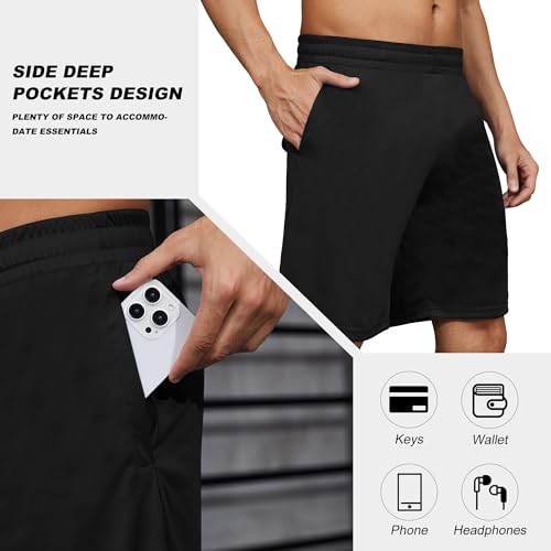 BVNSOZ Men's Athletic Shorts with Pockets and Elastic Waistband Quick Dry Workout Shorts for Men3