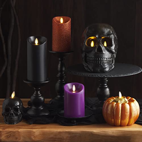 Image of Luminara - Flameless Halloween LED Candle Battery Operated Moving Flame - Metallic Gold Orange Pumpkin - Pack of 1-5x4.5 - Unscented Indoor Use