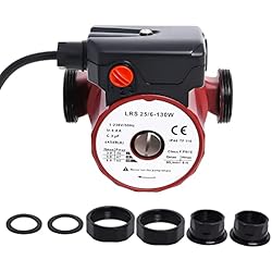 LRS25/6-130 Bomba de Circulación de Agua Caliente, Bomba Recirculación Solar, Bomba de Presión de Ajuste de Tres Velocidades 46/67/93W Altura Máxima 6m por Poweka