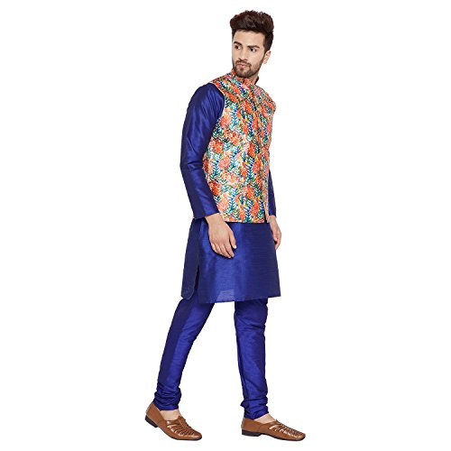 Image of SOJANYA (Since 1958, Men's Silk Blend Grey Kurta Pyjama & Silk Blend Jacket Combo