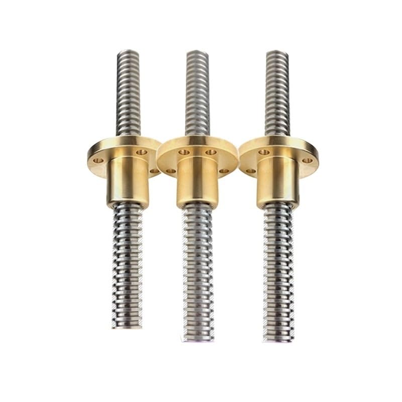 Stepper Screw T16 Lead Screw Rod with Brass Nut 4mm Pitch 4mm 8mm Lead Fully Thread Screw Rod Tr16x4 Tr16x8 Trapezoidal Screw Rod Tapped Block(T16 4mm pitch 4mm lead,700mm)
