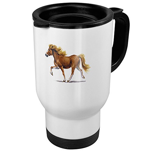 printplanet Thermobecher mit Pferderasse Isländer - Coffee to Go Becher, Thermo-Tasse, Farbe Weiß