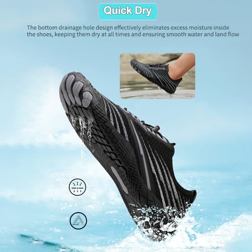 Image of Beach Water Shoes for Women Men Quick Dry Non-Slip Wide Toe Hike Barefoot Footwear for Beach Pool Aqua Swim Surf Walk