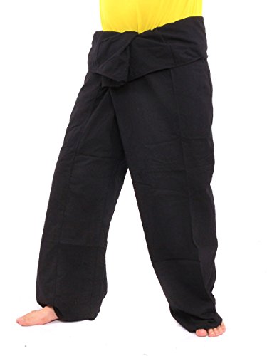 jing shop Men's Thai Fisherman Pants Cotton Solid Color With One Side Pocket X-Long4