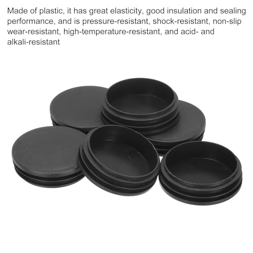 Image of MECCANIXITY 8pcs Round Plastic Hole Plugs, 2 3 /8 Inch (60mm) Black Insert Tubing End Cap for Inserts Chair Leg Glide Furniture Protectors Metal Legs Round Tube
