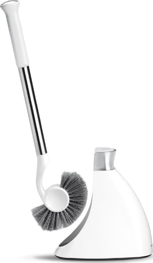 simplehuman Toilet Brush with Caddy, Stainless Steel, White