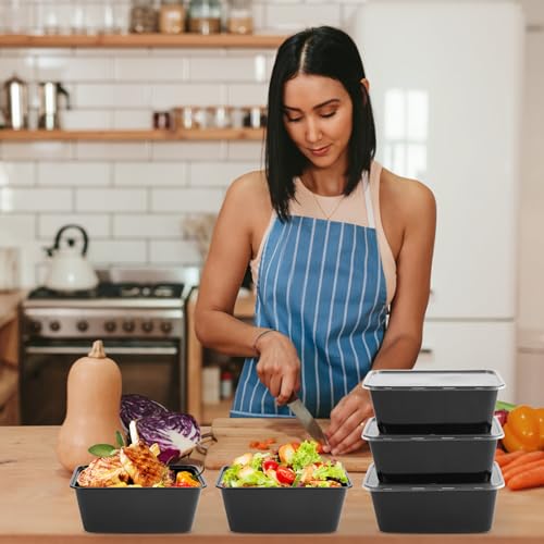 Image of Evmliy 10Pack 28oz Meal Prep Containers Disposable Food Storage Containers with Lids, 1-Compartment Reusable Food Storage Plastic Stackable To Go Boxes Microwave, Freezer, Dishwasher Safe