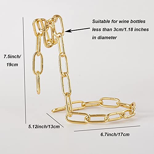 TBWHL Novelty Magic Wine Bottle Holder Floating Steel Link Chain Wine Bottle Rack/Holder - Holds Bottles in The Air(Gold)